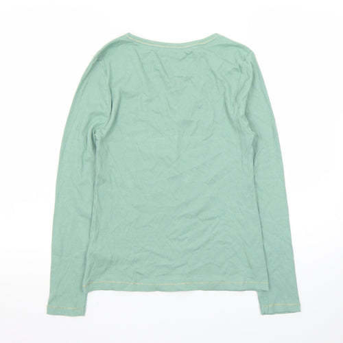 Marks and Spencer Womens Green Cotton Long Sleeve Henley T-Shirt Size 12