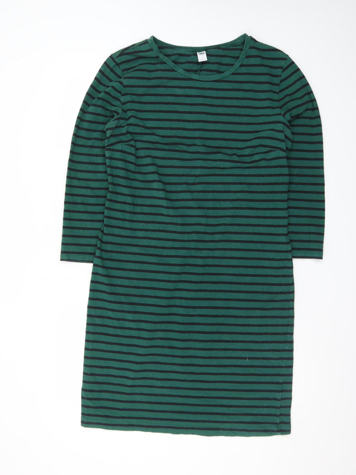 Old Navy Women's Green Striped T-Shirt Dress Size L