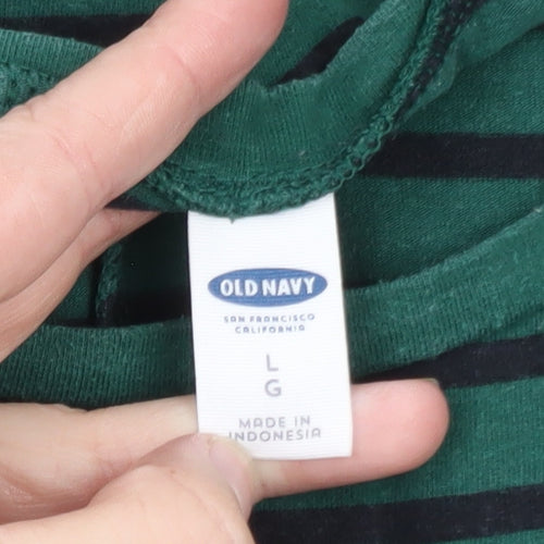 Old Navy Women's Green Striped T-Shirt Dress Size L