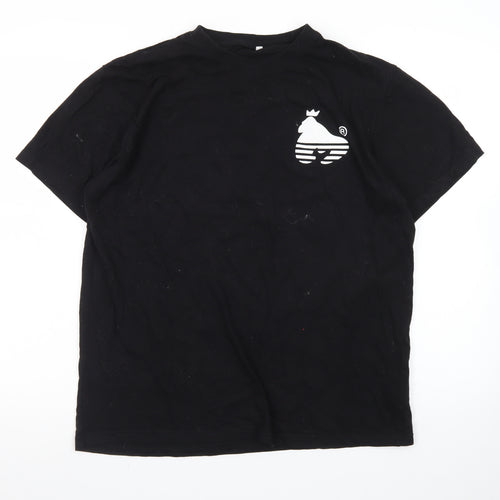 Money Men's Black Cotton Large T-Shirt with Crown Logo Print