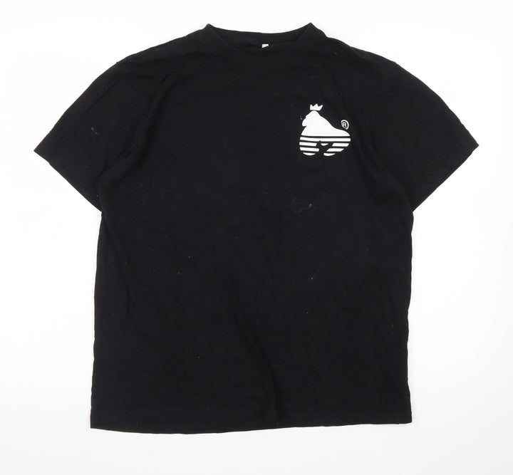 Money Men's Black Cotton Large T-Shirt with Crown Logo Print