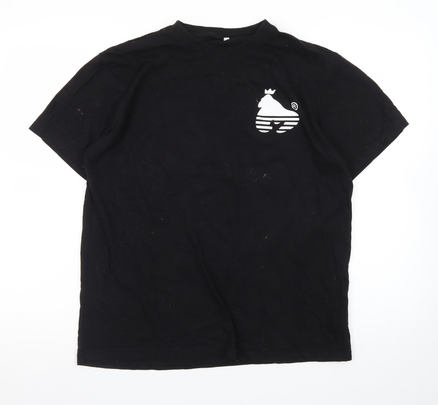 Money Men's Black Cotton Large T-Shirt with Crown Logo Print