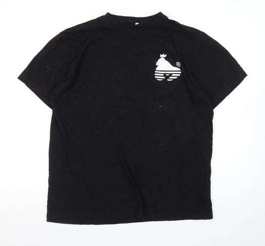 Money Men's Black Cotton Large T-Shirt with Crown Logo Print
