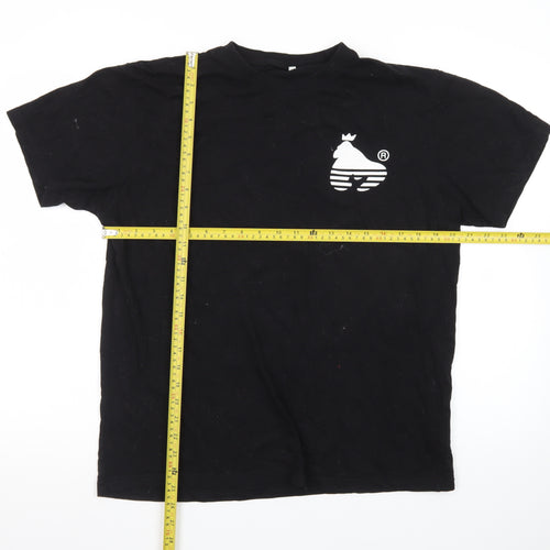 Money Men's Black Cotton Large T-Shirt with Crown Logo Print