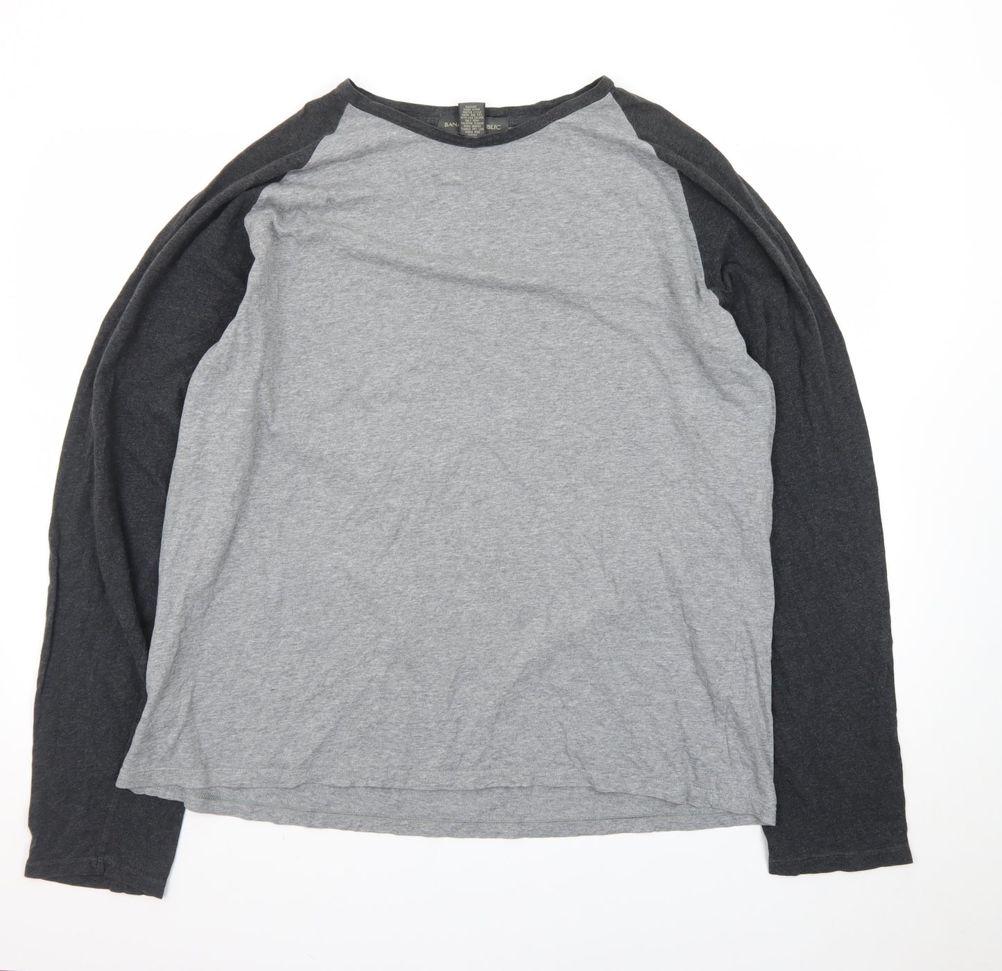 Banana Republic Men's Grey Long Sleeve Raglan Cotton T-Shirt XXL
