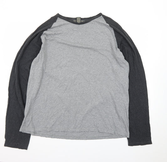Banana Republic Men's Grey Long Sleeve Raglan Cotton T-Shirt XXL