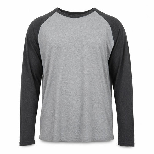 Front view of Banana Republic Men's Grey Long Sleeve Raglan Cotton T-Shirt XXL