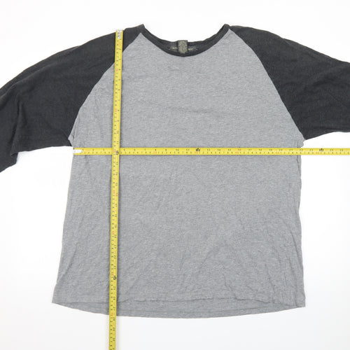 Banana Republic Men's Grey Long Sleeve Raglan Cotton T-Shirt XXL
