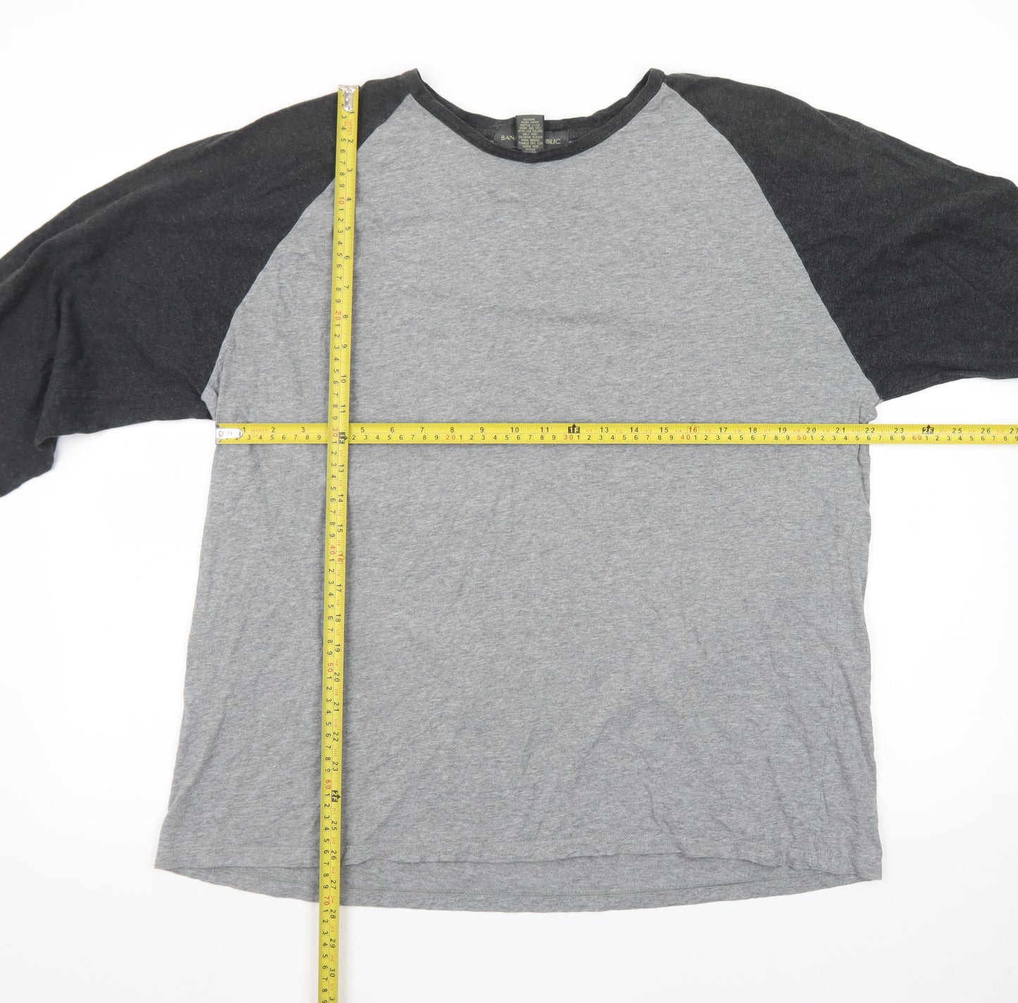 Banana Republic Men's Grey Long Sleeve Raglan Cotton T-Shirt XXL