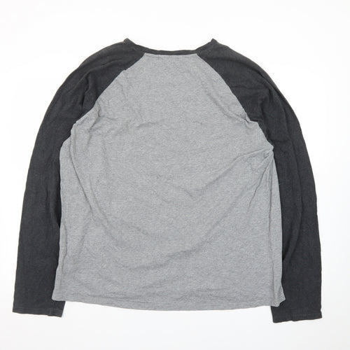 Banana Republic Men's Grey Long Sleeve Raglan Cotton T-Shirt XXL
