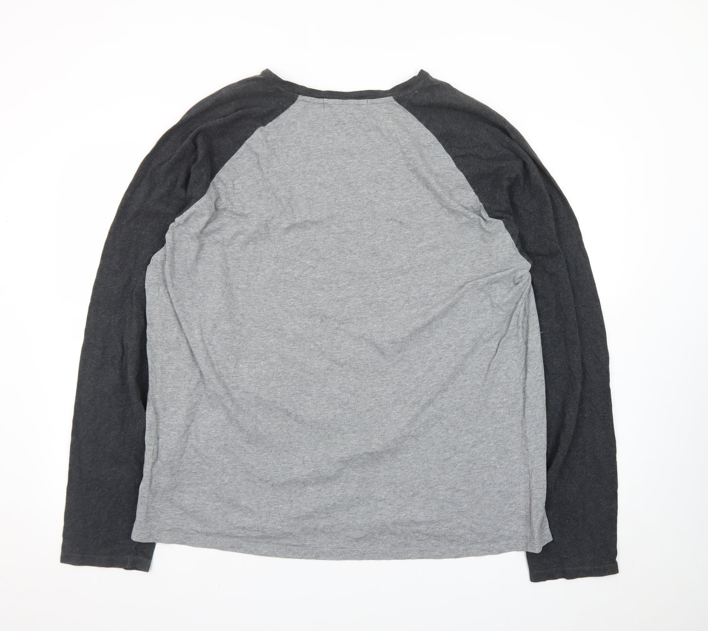 Banana Republic Men's Grey Long Sleeve Raglan Cotton T-Shirt XXL