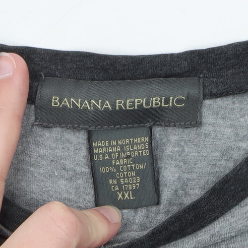 Banana Republic Men's Grey Long Sleeve Raglan Cotton T-Shirt XXL