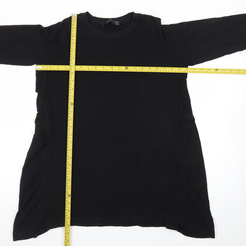 Zara Women’s Black Relaxed 3/4 Sleeve Cotton T-Shirt L
