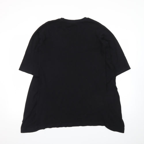Zara Women’s Black Relaxed 3/4 Sleeve Cotton T-Shirt L