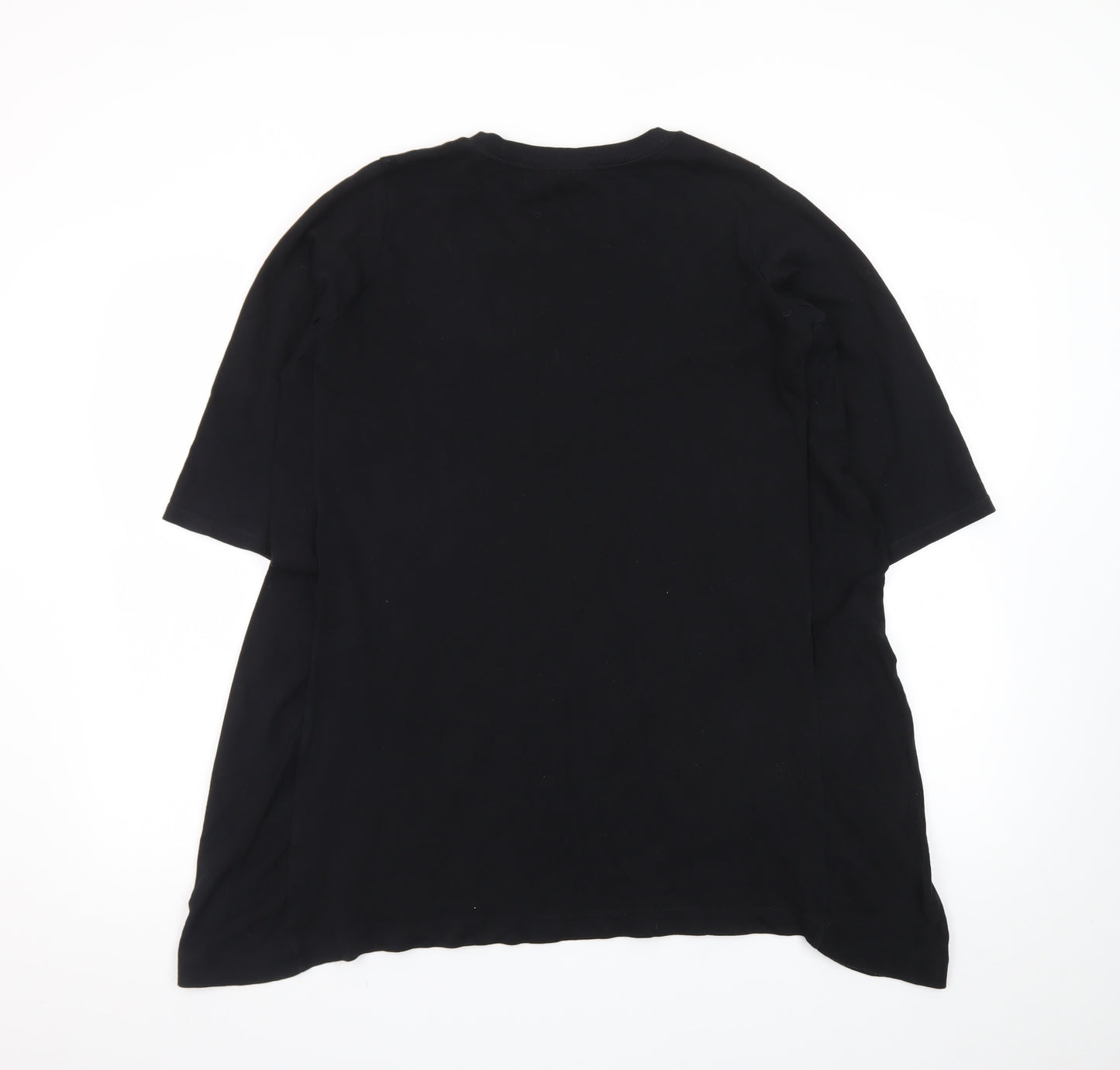 Zara Women’s Black Relaxed 3/4 Sleeve Cotton T-Shirt L