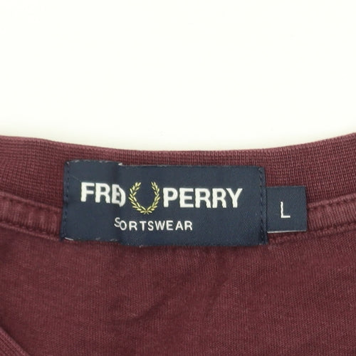 Fred Perry Men's Red Colourblock Logo T-Shirt Size L