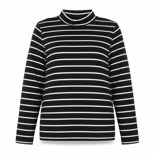 Marks and Spencer Women’s Black Striped Roll Neck Long Sleeve Top Size 16