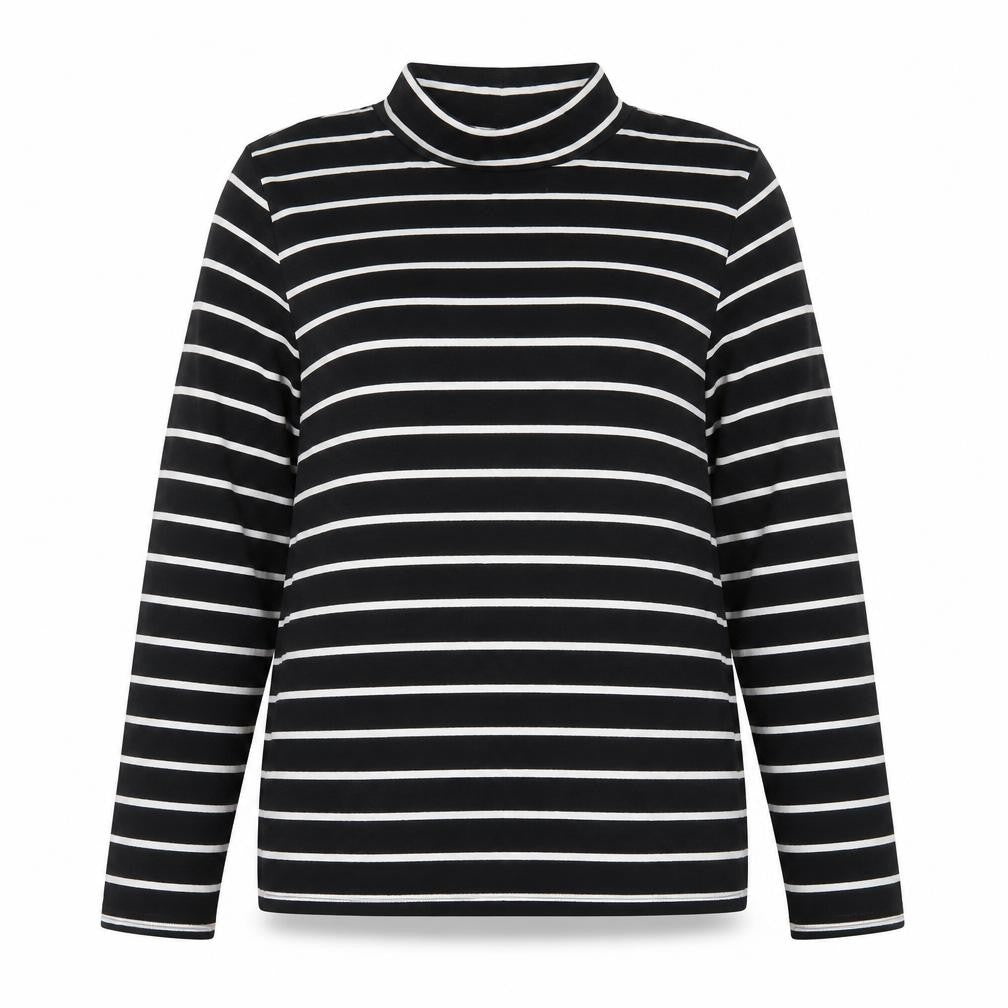 Marks and Spencer Women’s Black Striped Roll Neck Long Sleeve Top Size 16