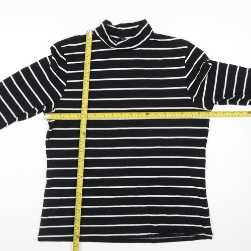 Marks and Spencer Women’s Black Striped Roll Neck Long Sleeve Top Size 16