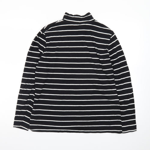 Marks and Spencer Women’s Black Striped Roll Neck Long Sleeve Top Size 16