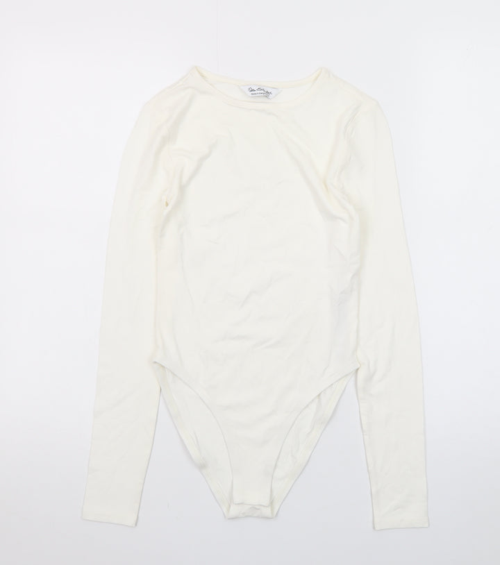 Miss Selfridge Women’s Ivory Long Sleeve Slim Fit Bodysuit UK 8