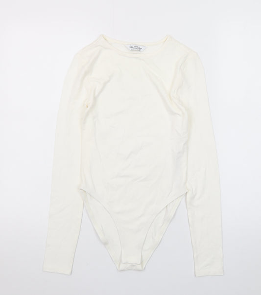 Miss Selfridge Women’s Ivory Long Sleeve Slim Fit Bodysuit UK 8