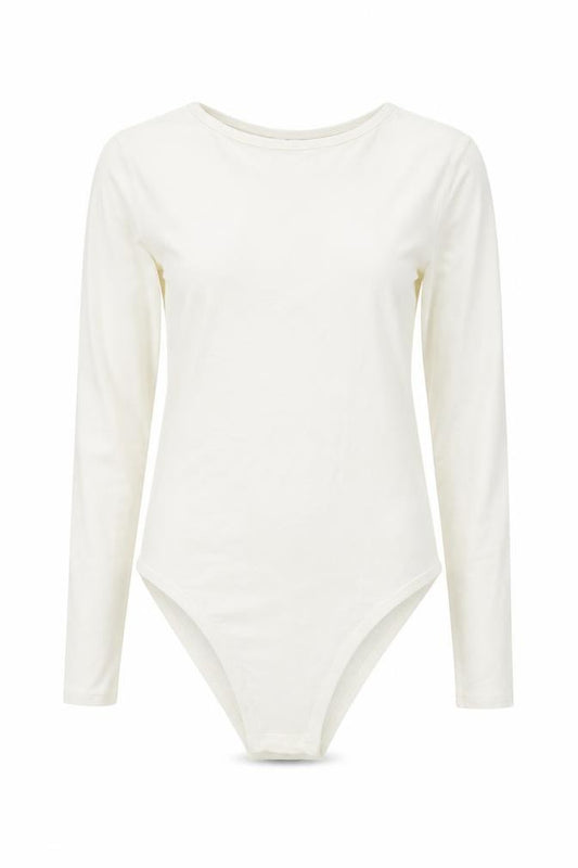 Front view of Miss Selfridge Women’s Ivory Long Sleeve Slim Fit Bodysuit UK 8