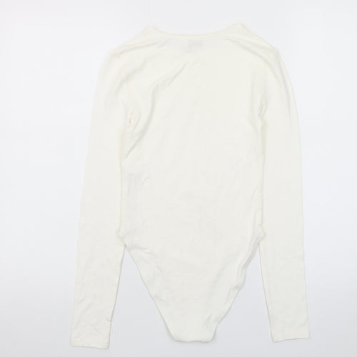 Miss Selfridge Women’s Ivory Long Sleeve Slim Fit Bodysuit UK 8
