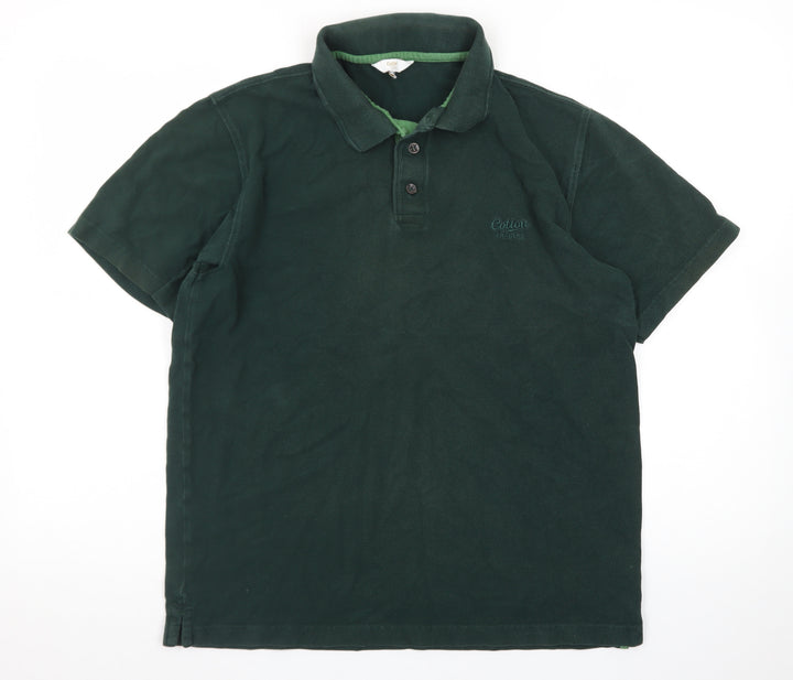 Cotton Traders Men's Green Short Sleeve Polo Shirt Size M