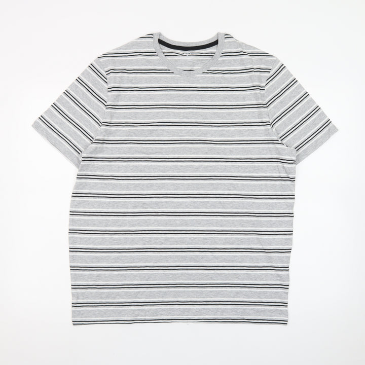 Marks and Spencer Mens Grey Striped Short Sleeve Crew Neck T-Shirt M