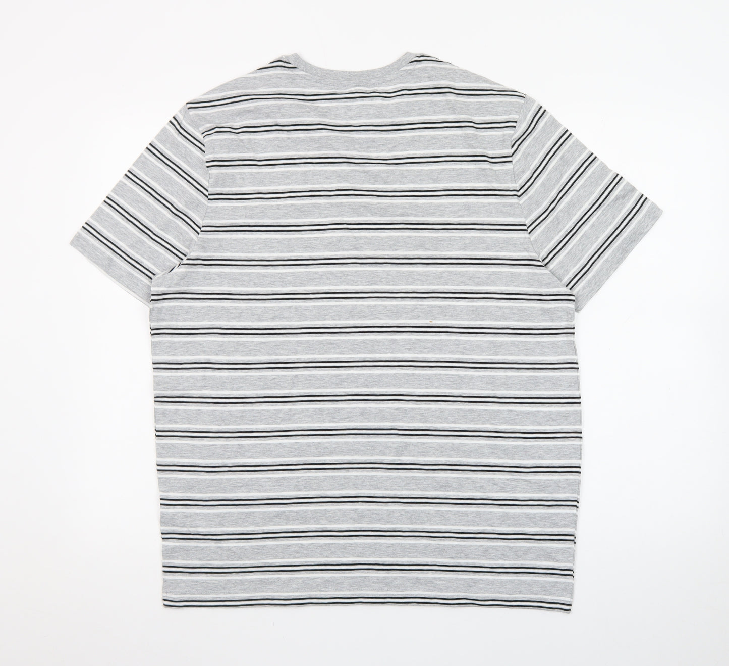 Marks and Spencer Mens Grey Striped Short Sleeve Crew Neck T-Shirt M