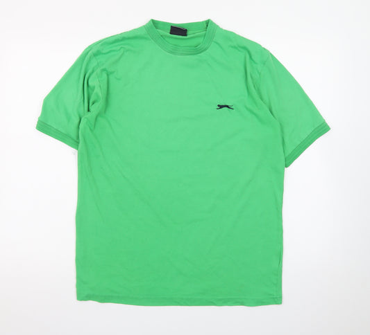 Slazenger Men's Green Cotton Crew Neck Short Sleeve T-Shirt M