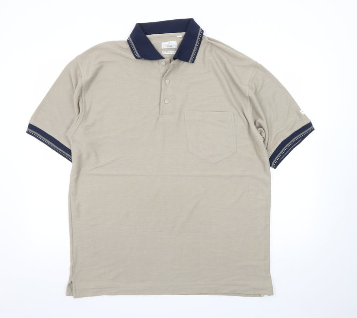 Target Men's Beige Cotton Polo Shirt L Regular Fit Short Sleeve