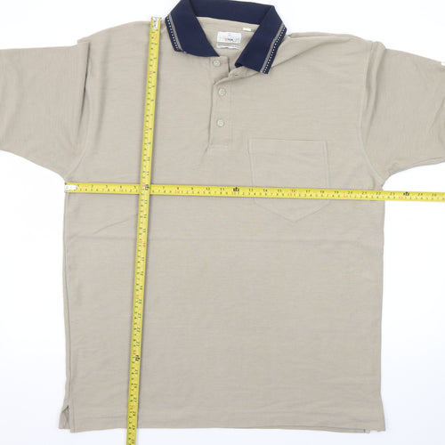 Target Men's Beige Cotton Polo Shirt L Regular Fit Short Sleeve