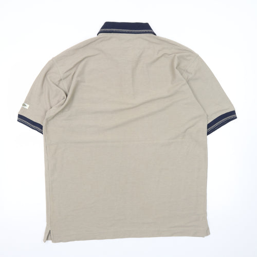 Target Men's Beige Cotton Polo Shirt L Regular Fit Short Sleeve