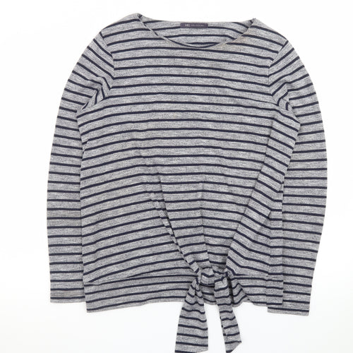 Marks and Spencer Women’s Grey Striped Tie Front Jumper Size 14