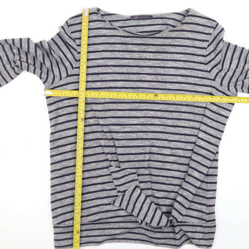 Marks and Spencer Women’s Grey Striped Tie Front Jumper Size 14