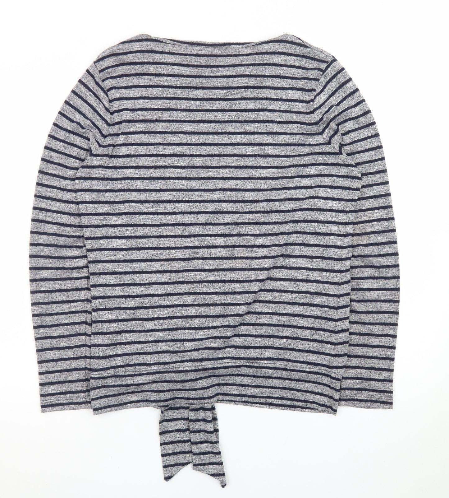 Marks and Spencer Women’s Grey Striped Tie Front Jumper Size 14