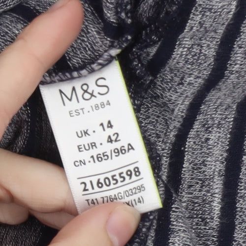 Marks and Spencer Women’s Grey Striped Tie Front Jumper Size 14