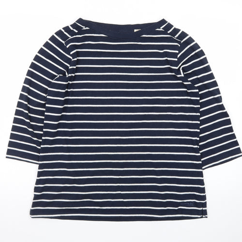 Regatta Women Blue Striped 3/4 Sleeve Boat Neck Cotton T-Shirt Size 16