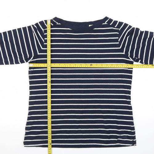 Regatta Women Blue Striped 3/4 Sleeve Boat Neck Cotton T-Shirt Size 16