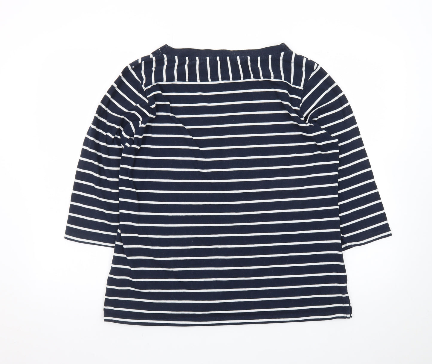 Regatta Women Blue Striped 3/4 Sleeve Boat Neck Cotton T-Shirt Size 16