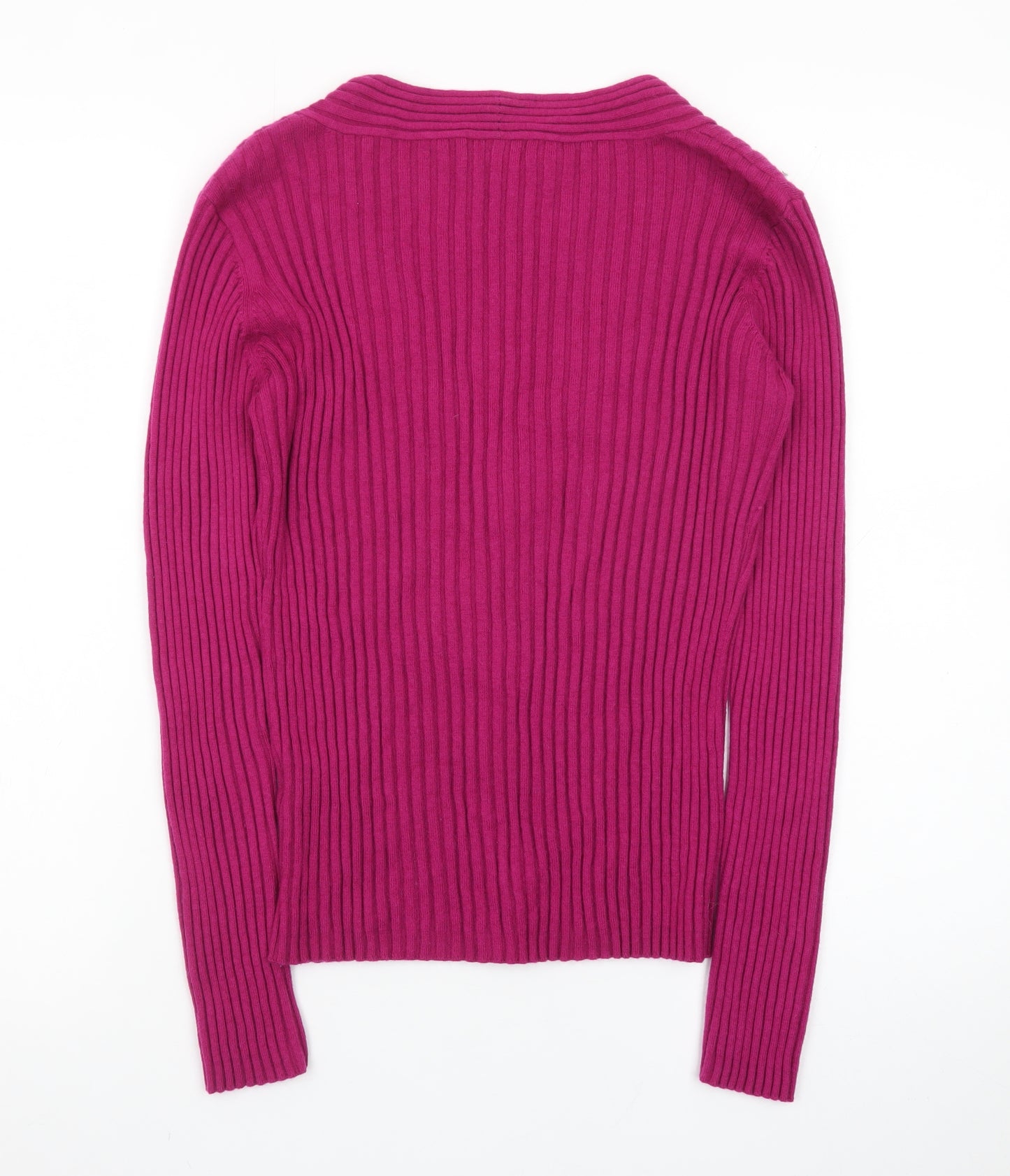 Hobbs Women’s Pink V-Neck Cable-Knit Long Sleeve Jumper Size 14