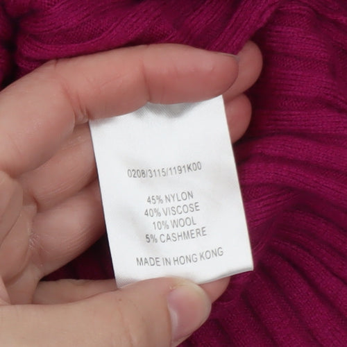 Hobbs Women’s Pink V-Neck Cable-Knit Long Sleeve Jumper Size 14