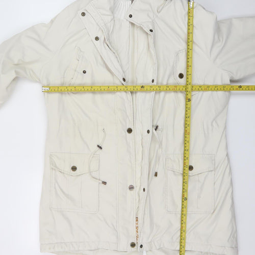 Marks and Spencer Women Ivory Hooded Parka Coat L Shower Resistant