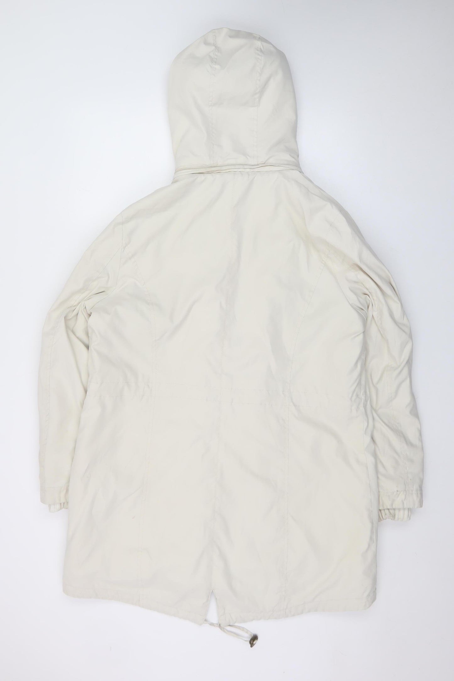 Marks and Spencer Women Ivory Hooded Parka Coat L Shower Resistant