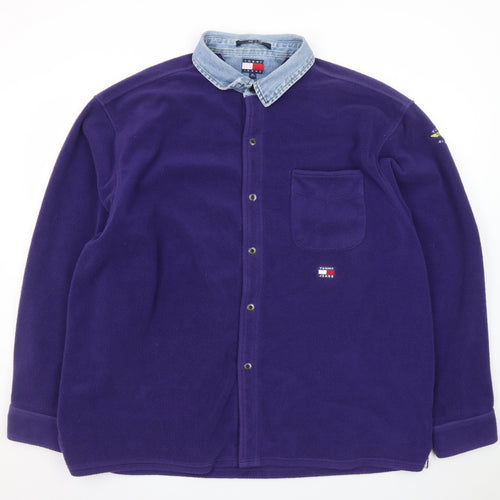 Tommy Jeans Men's Purple Fleece Shirt Jacket XL Classic Denim Collar