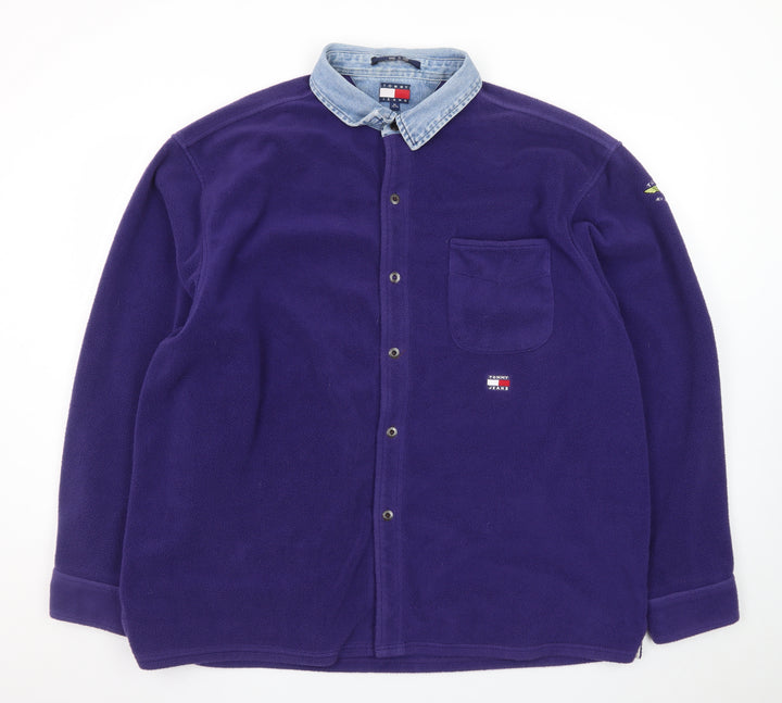 Tommy Jeans Men's Purple Fleece Shirt Jacket XL Classic Denim Collar