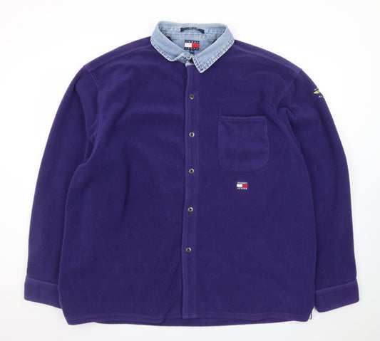 Tommy Jeans Men's Purple Fleece Shirt Jacket XL Classic Denim Collar