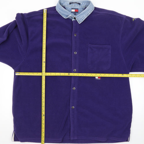 Tommy Jeans Men's Purple Fleece Shirt Jacket XL Classic Denim Collar